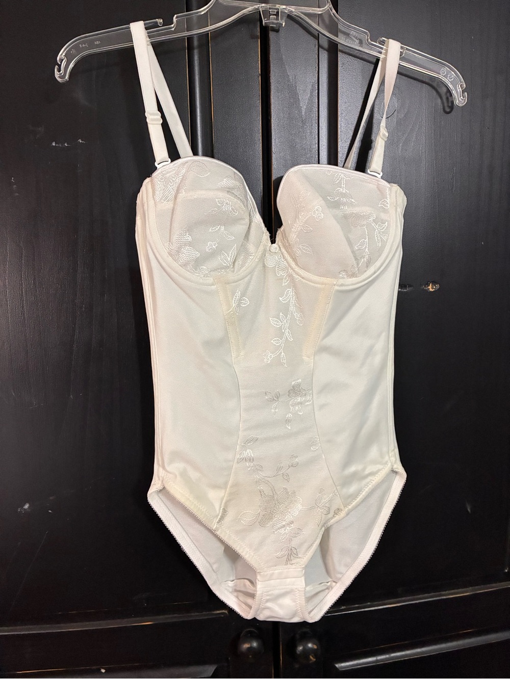 Vtg NWT Bodysuit Girdle White 34B Vintage Shapewear Floral Bridal Feminine